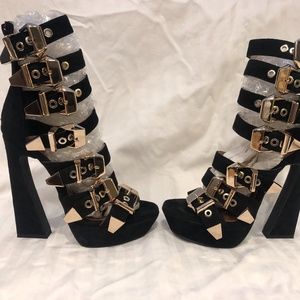 Jeffrey Campbell Donata black suede heels